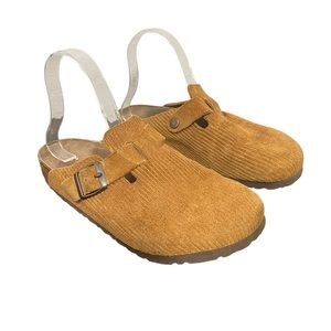 Birkenstock Boston Corduroy Slip On Mules Brown Suede Womens Euro 38 US 7